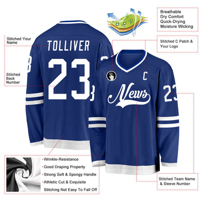 Royal White Custom Hockey Jersey