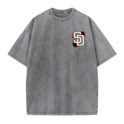 San Diego Floral Script Baseball Graphic Vintage Washed T Shirt