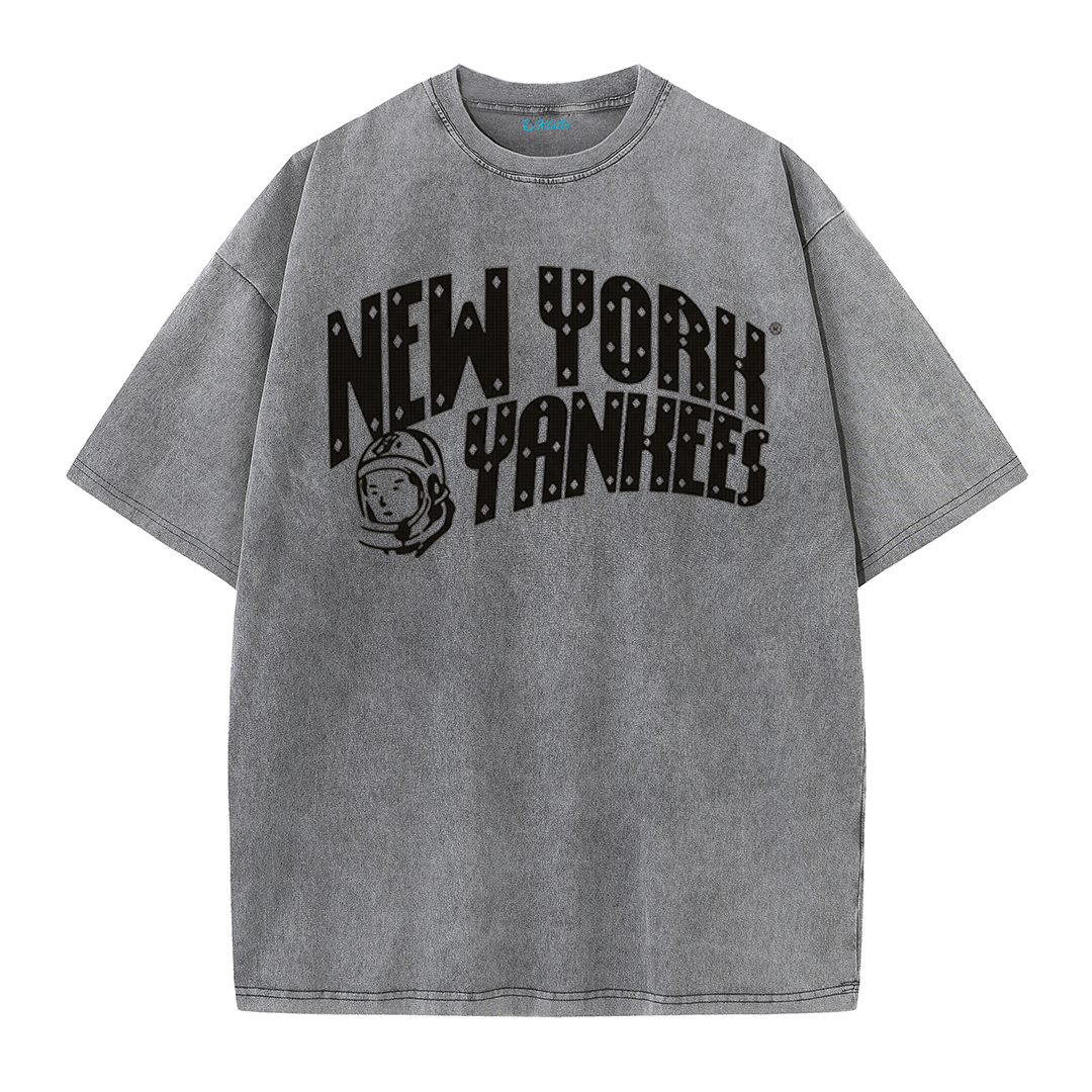 New York Baseball Legacy Tee – Retro Trophy Print Washed Cotton T-Shirt