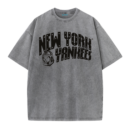 New York Baseball Legacy Tee – Retro Trophy Print Washed Cotton T-Shirt
