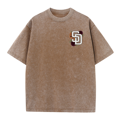 San Diego Floral Script Baseball Graphic Vintage Washed T Shirt