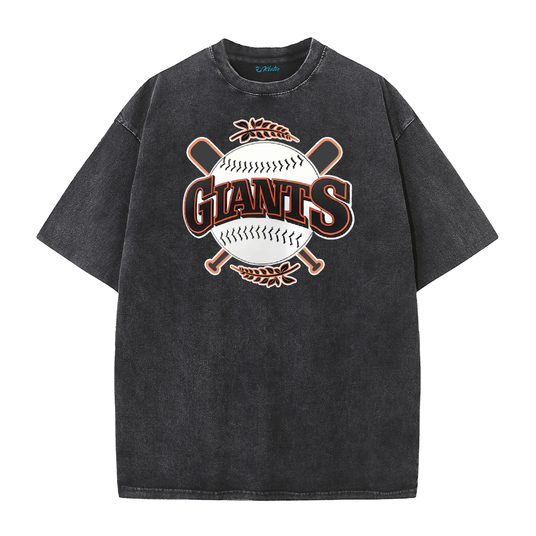 Vintage Washed Baseball Graphic T-Shirt – Crossed Bats Streetwear Tee