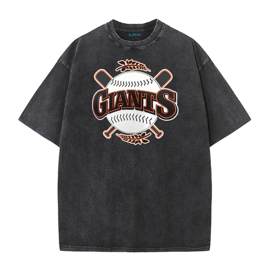 Vintage Washed Baseball Graphic T-Shirt – Crossed Bats Streetwear Tee