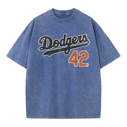 LA 42 Vintage Number Graphic Baseball T Shirt