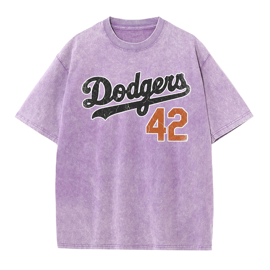 LA 42 Vintage Number Graphic Baseball T Shirt