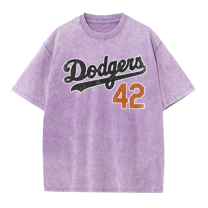 LA 42 Vintage Number Graphic Baseball T Shirt