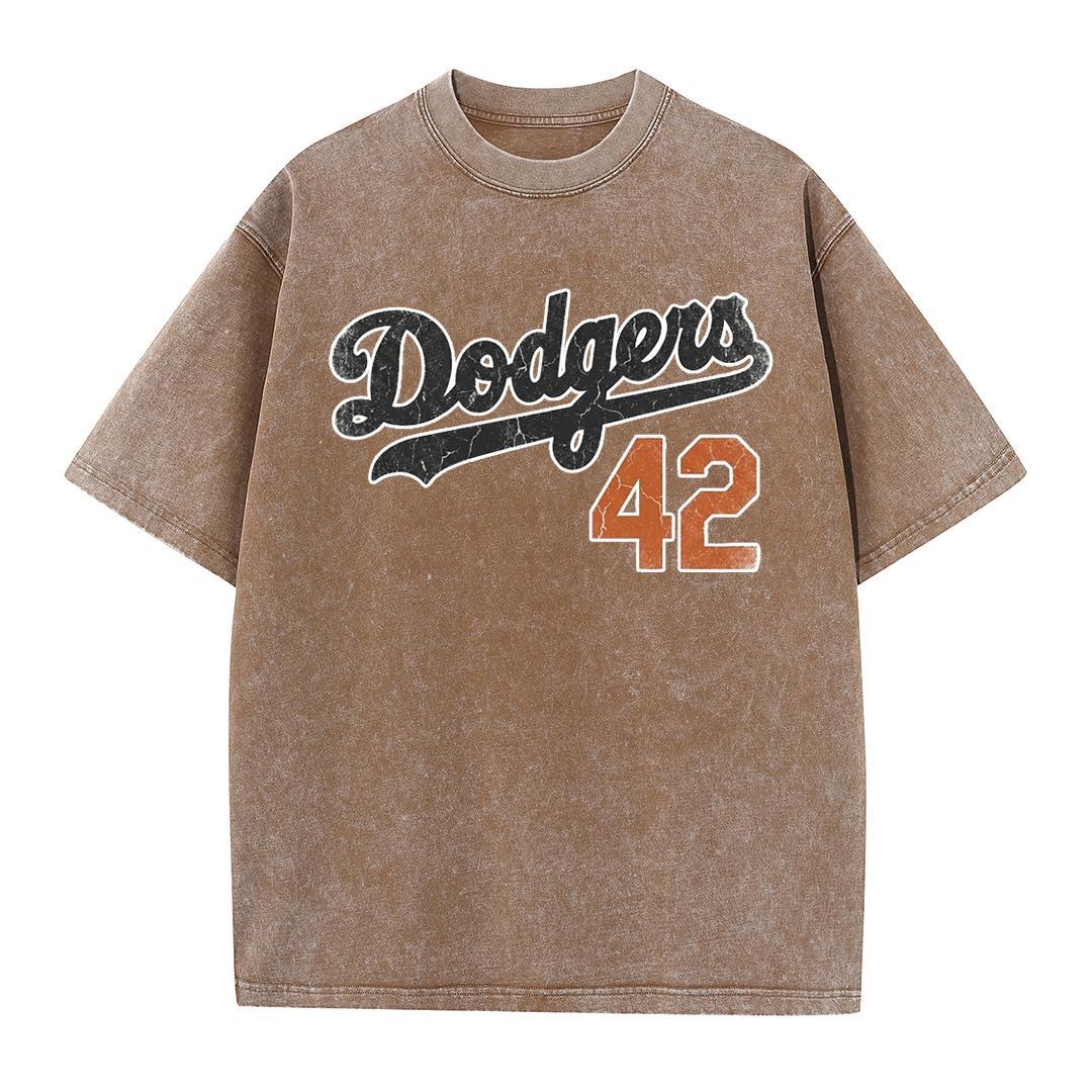 LA 42 Vintage Number Graphic Baseball T Shirt