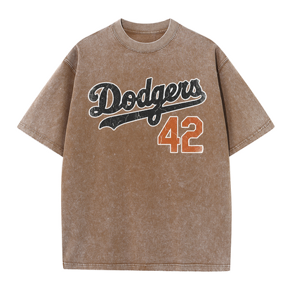 LA 42 Vintage Number Graphic Baseball T Shirt