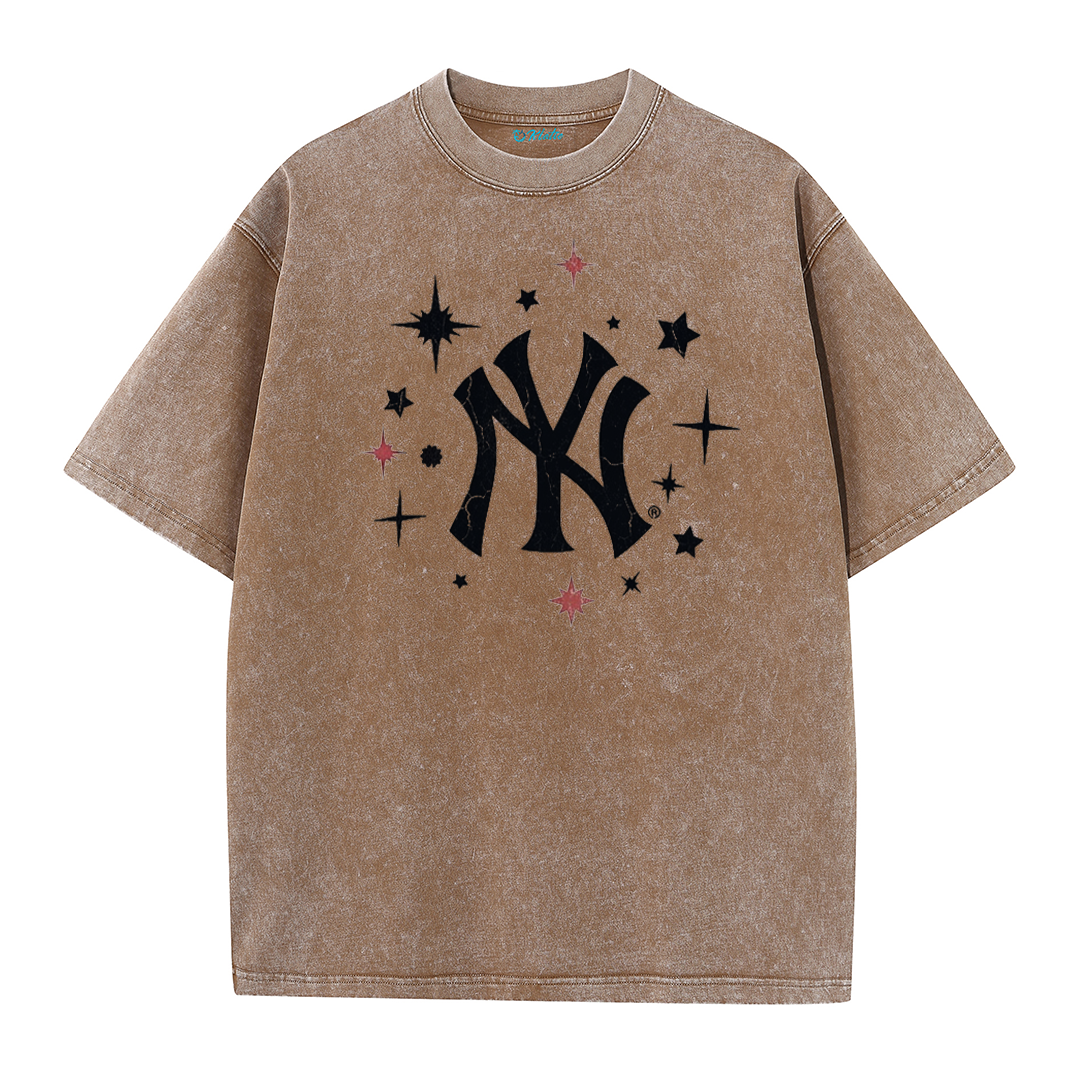 New York Inspired Space Baseball Player Retro Distressed T-Shirt