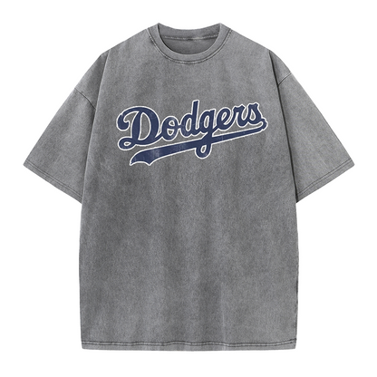 Vintage Washed LA Blue Script 42 Player Graphic T Shirt