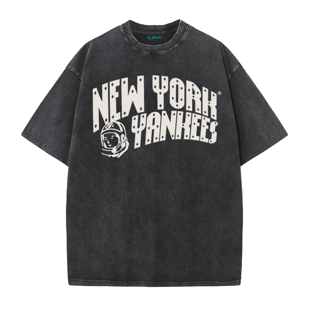 New York Baseball Legacy Tee – Retro Trophy Print Washed Cotton T-Shirt