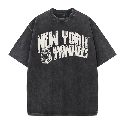 New York Baseball Legacy Tee – Retro Trophy Print Washed Cotton T-Shirt