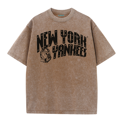 New York Baseball Legacy Tee – Retro Trophy Print Washed Cotton T-Shirt
