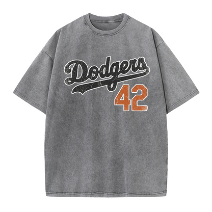 LA 42 Vintage Number Graphic Baseball T Shirt