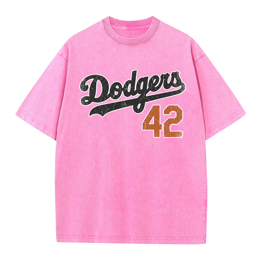 LA 42 Vintage Number Graphic Baseball T Shirt