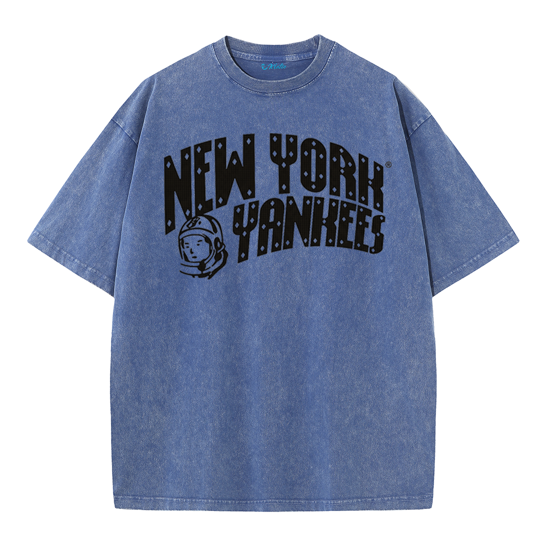 New York Baseball Legacy Tee – Retro Trophy Print Washed Cotton T-Shirt