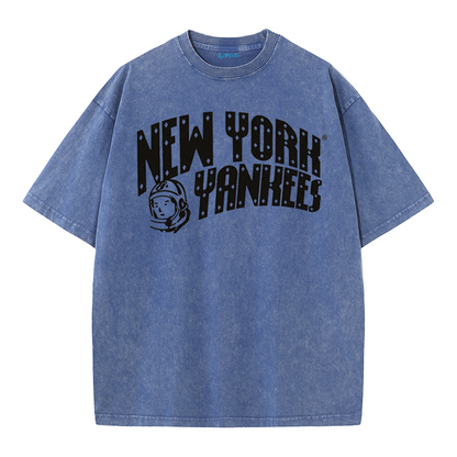 New York Baseball Legacy Tee – Retro Trophy Print Washed Cotton T-Shirt