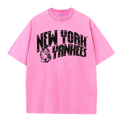 New York Baseball Legacy Tee – Retro Trophy Print Washed Cotton T-Shirt
