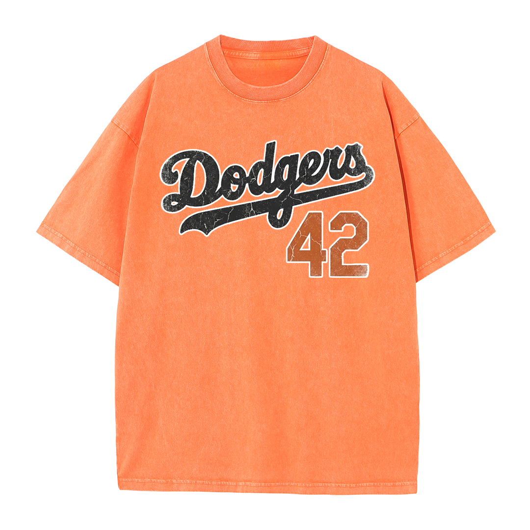 LA 42 Vintage Number Graphic Baseball T Shirt