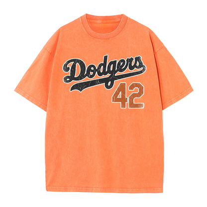 LA 42 Vintage Number Graphic Baseball T Shirt