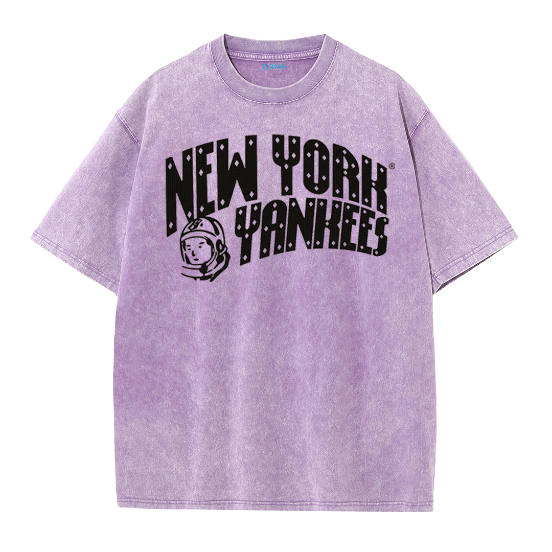 New York Baseball Legacy Tee – Retro Trophy Print Washed Cotton T-Shirt