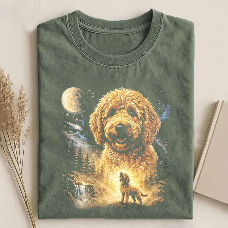 Goldendoodle Howling to The Moon Vintage T-shirt