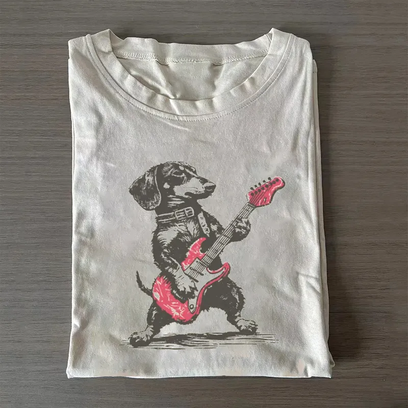 Vintage Dachshund Weenie Playing Guitar T-shirt