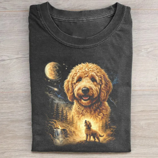 Goldendoodle Howling to The Moon Vintage T-shirt