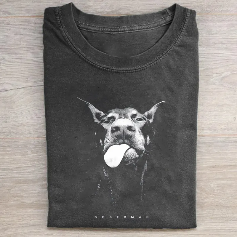 Funny Hungry Dobermann Graphic T-shirt
