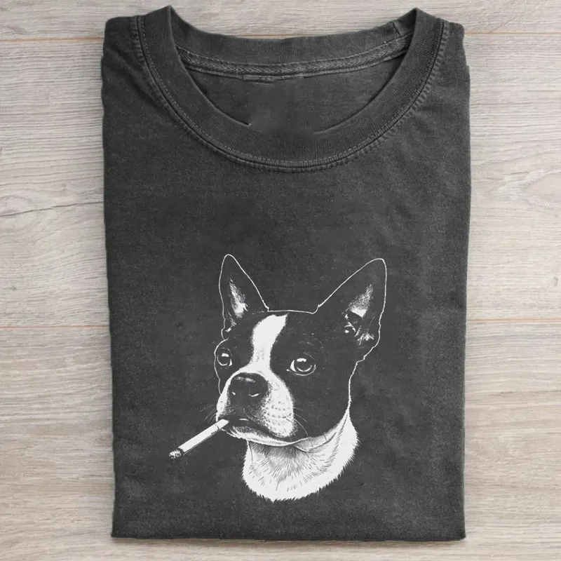 Boston Terrier Smoking Meme T-shirt