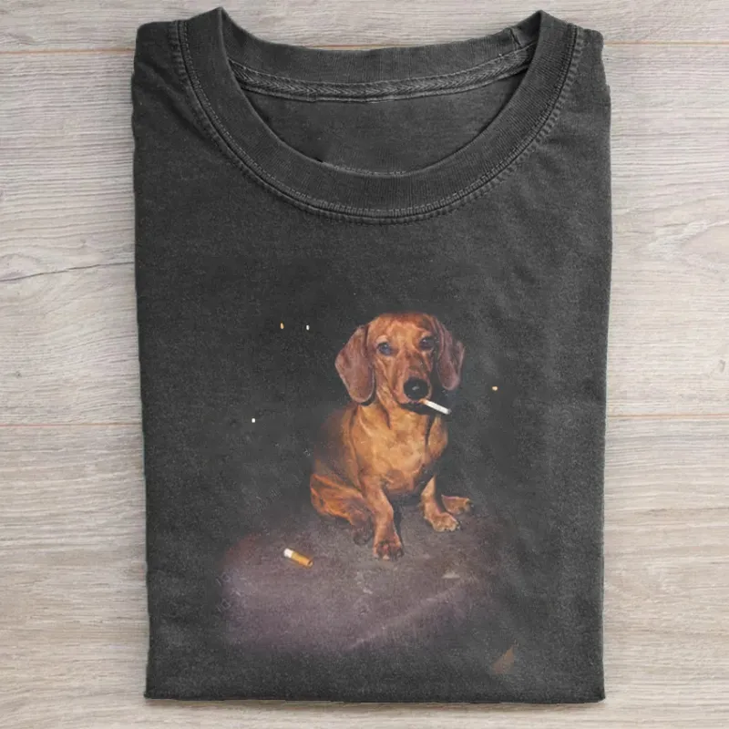 Funny Dachshund Smoking Meme T-shirt
