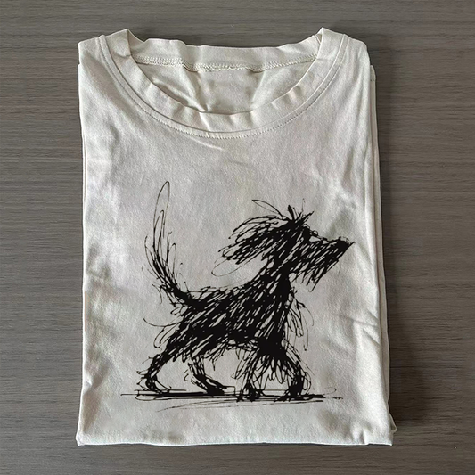 Abstract Dog Line Art T-shirt