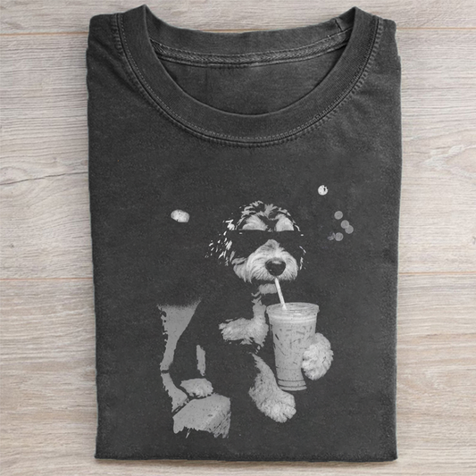 Bernedoodle Drinking Iced Coffee T-shirt