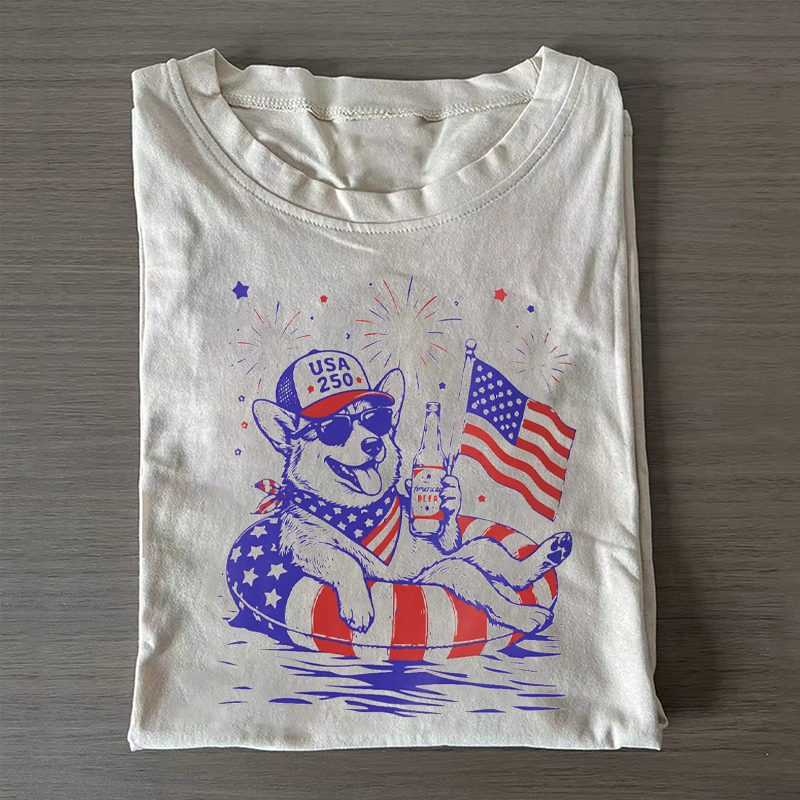Corgi Fourth of July T-shirt