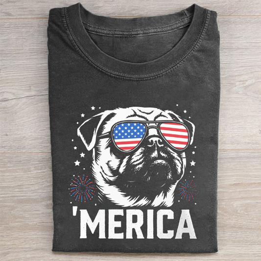Patriotic Pug Merica T-shirt
