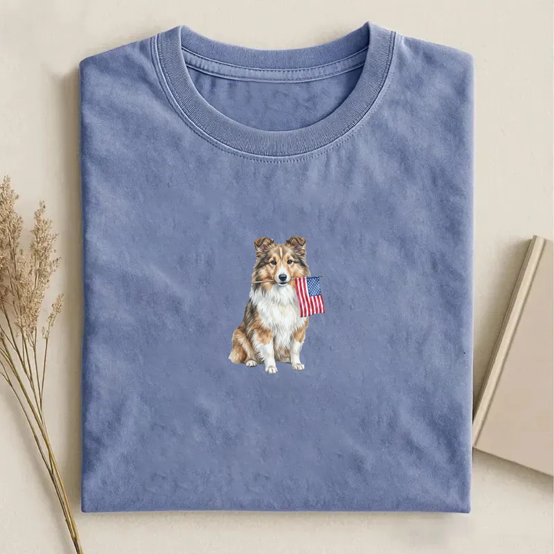 Sheltie American Flag T-shirt