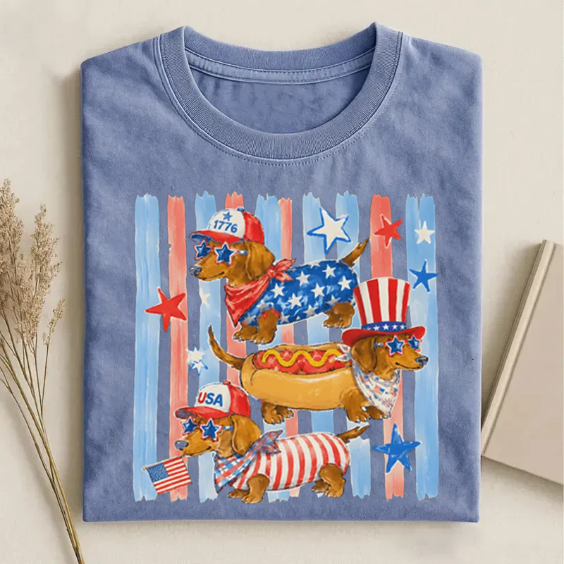 Striped Patriotic Dachshund T-shirt