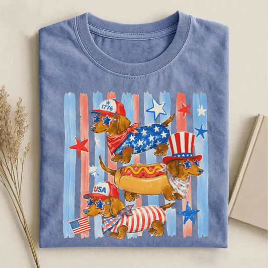 Striped Patriotic Dachshund T-shirt