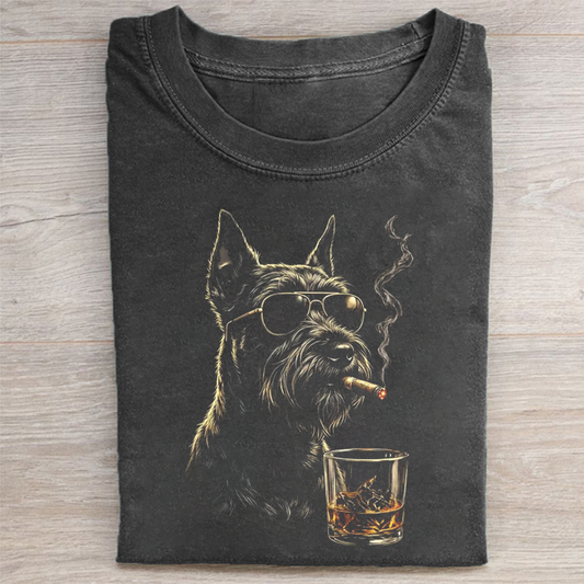 Funny Schnauzer Drinking Whiskey T-shirt