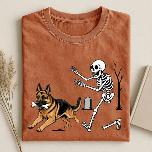 German Shepherd Dog Breeds Halloween Skeleton T-shirt