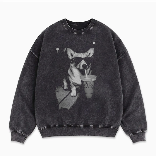 Corgi Drinking Iced Coffee Sweatshirt