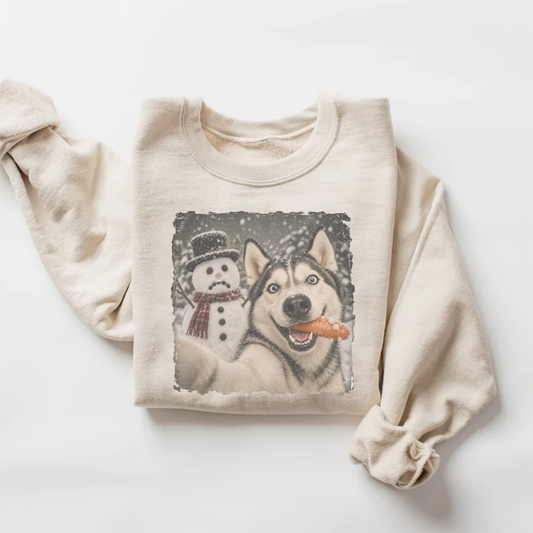 Husky Christmas Selfie Sweatshirt
