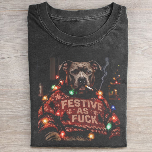 Funny Christmas Pitbull T-shirt