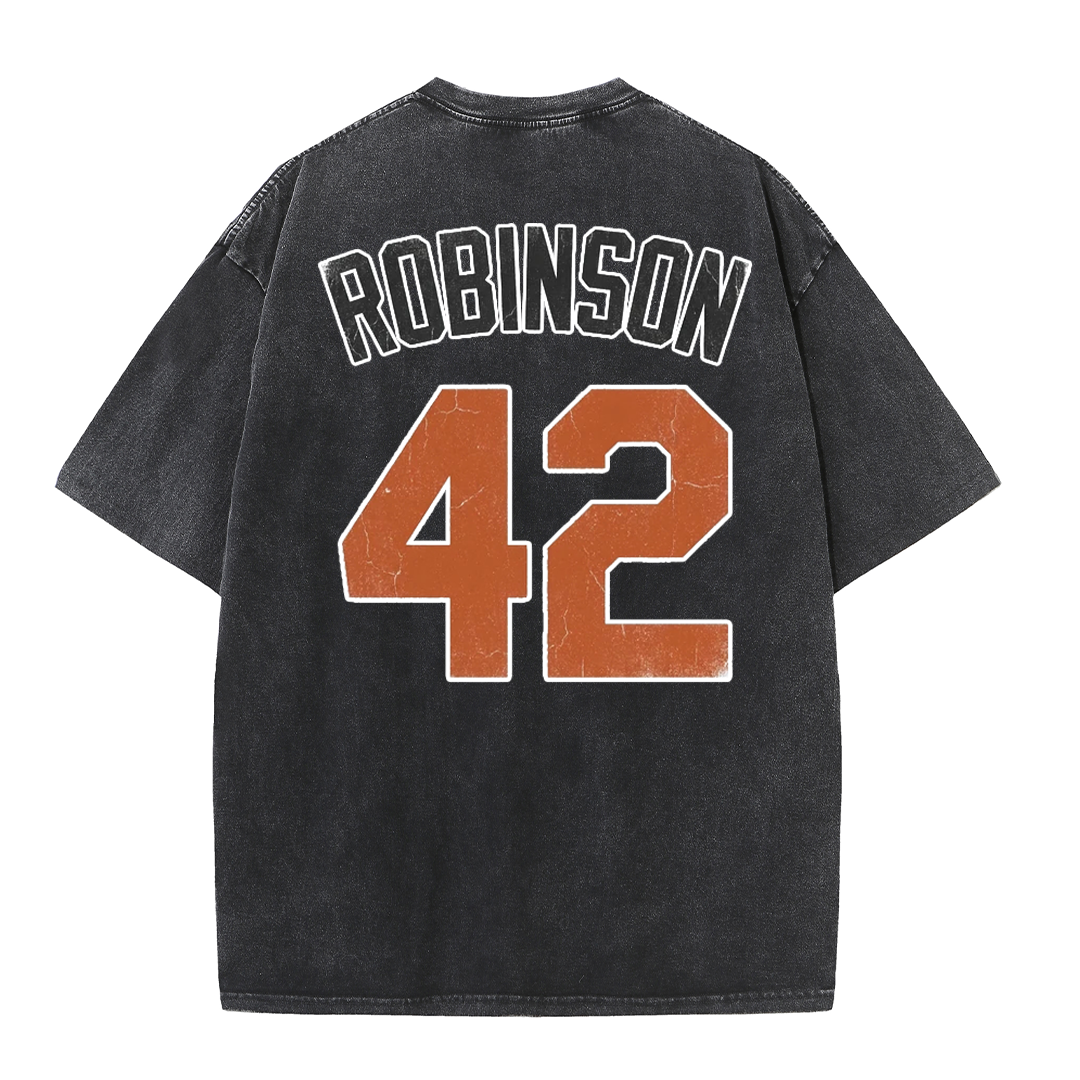 LA 42 Vintage Number Graphic Baseball T Shirt