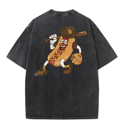 San Diego Cartoon Baseball Hotdog Vintage Style T Shirt