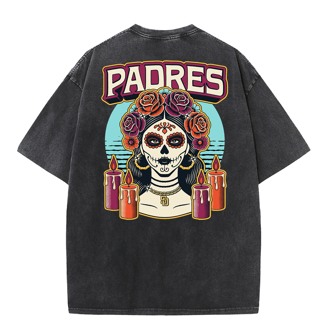 San Diego Inspired Sugar Skull Rose Graphic T Shirt
