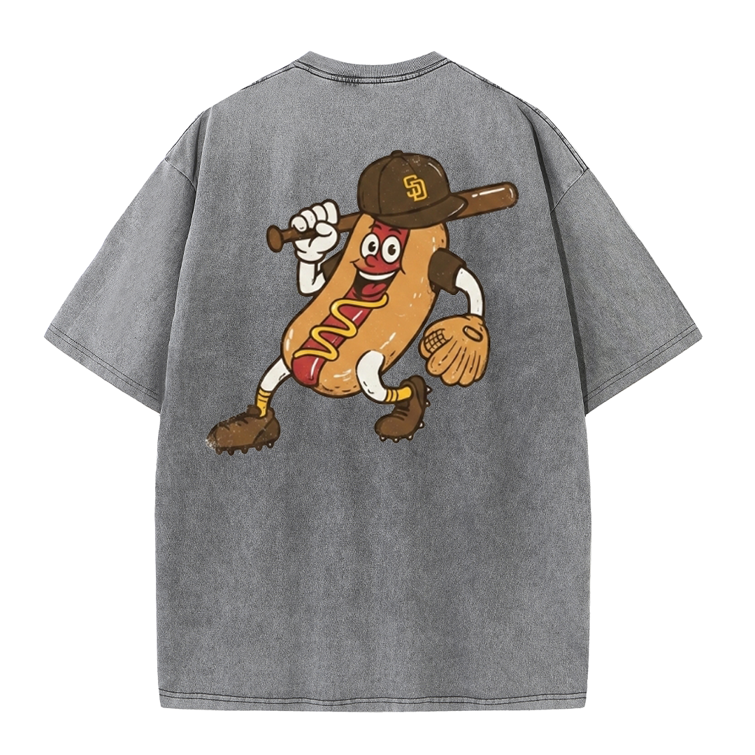 San Diego Cartoon Baseball Hotdog Vintage Style T Shirt