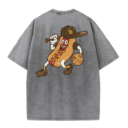 San Diego Cartoon Baseball Hotdog Vintage Style T Shirt