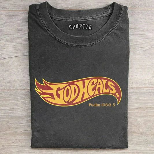 God Heals Christian Washed T-Shirt