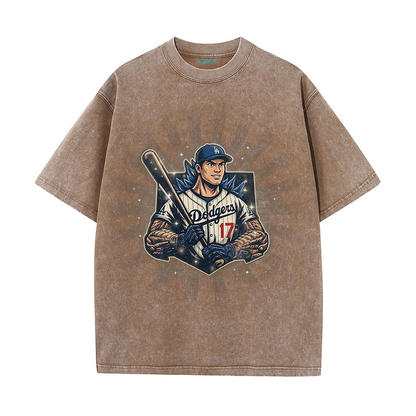 Los Angeles Vintage Baseball Player Illustration T-Shirt
